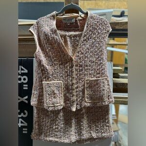 St. John Multicolor Tweed Vest and Skirt Set